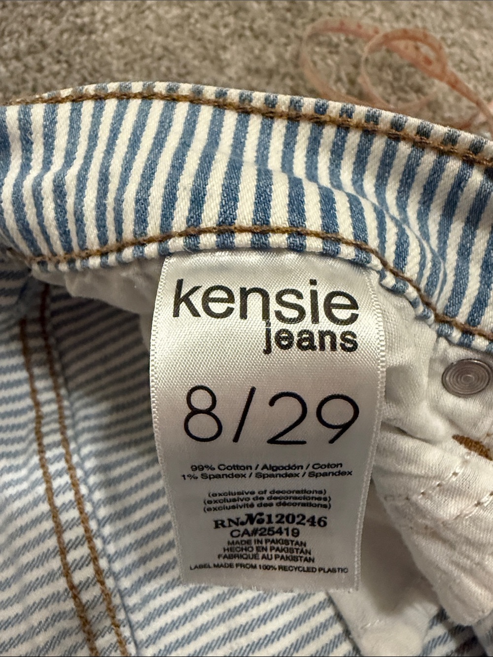 #294. Kensie Blue and White Striped Jeans - Picture 5 of 5